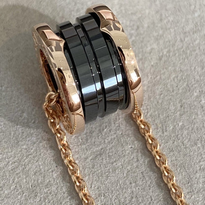 [Eterna Jewels]ZERO 1 BLACK CERAMIC PINK GOLD NECKLACE