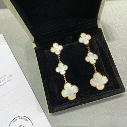 [Eterna Jewels]CLOVER MOP 3 MOTIFS GOLD EARRINGS