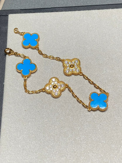 [Eterna Jewels] CLOVER 5 MOTIF BLUE AGATE BRACELET COLLECTION