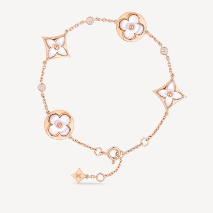 [Eterna Jewels]STAR AND SUN 4 MOTIF WHITE MOP PINK GOLD BRACELET