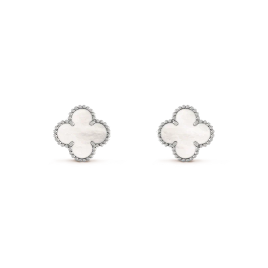 [Eterna Jewels]CLOVER MEDIUM 1 MOTIFS  WHITE MOP EARRINGS SILVER