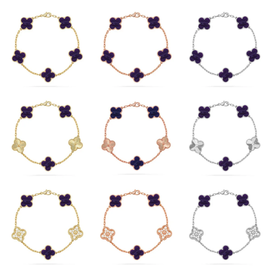 [Eterna Jewels]CLOVER 5 MOTIF PURPLE STRIPES BRACELET COLLECTION