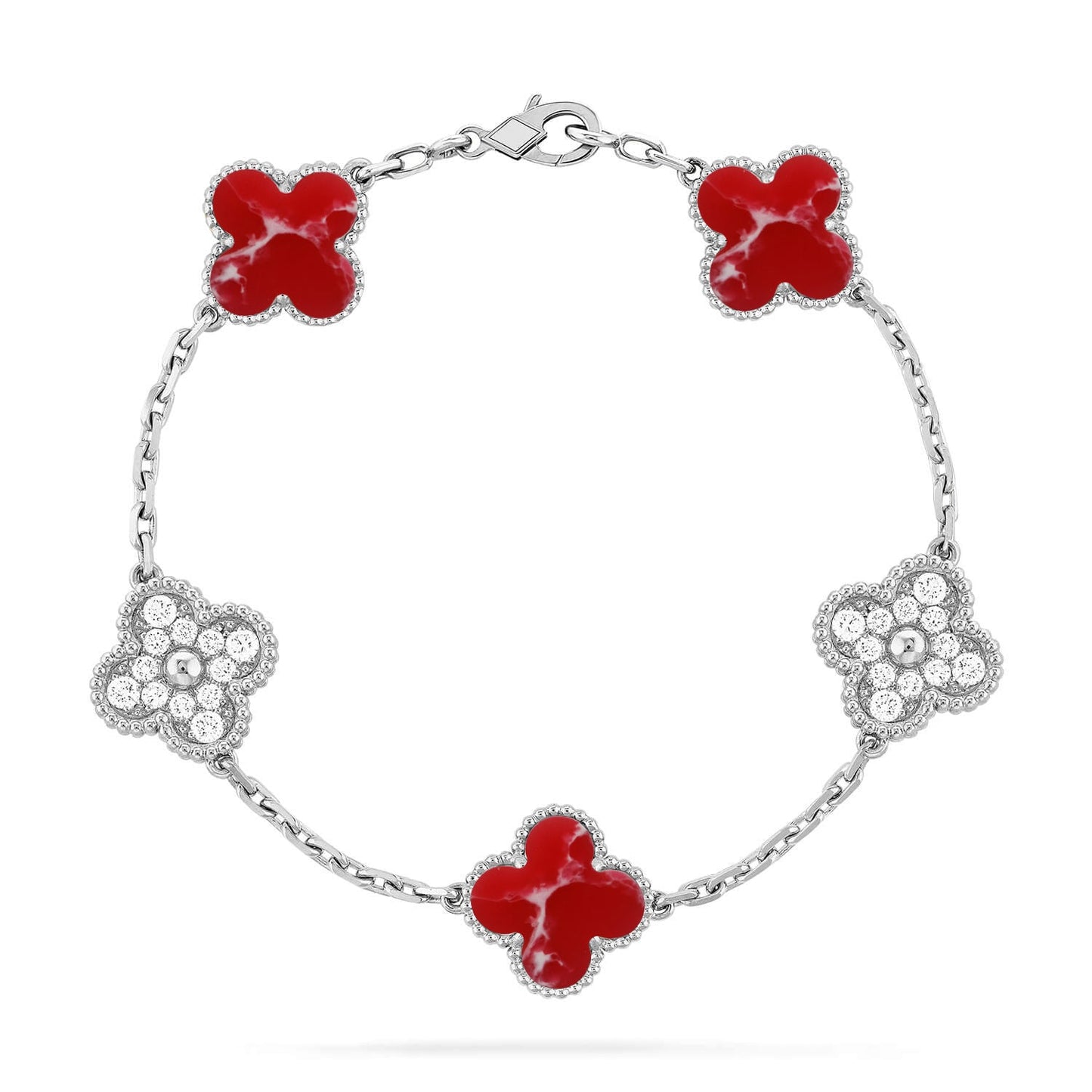 [Eterna Jewels]CLOVER 5 MOTIF RED PATTERN BRACELET COLLECTION