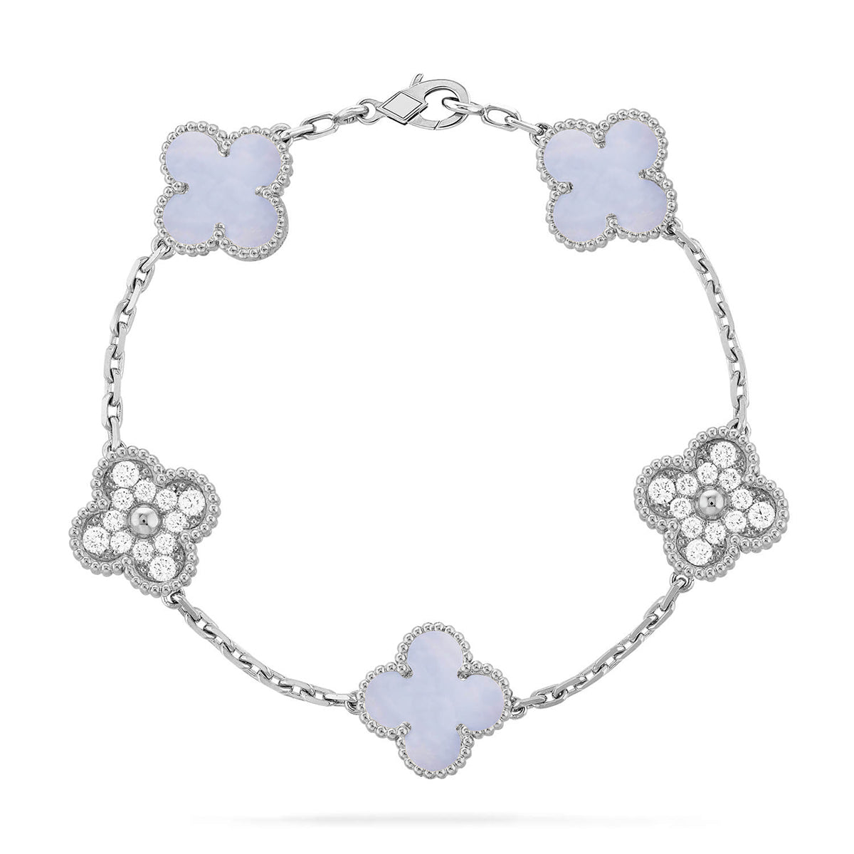 [Eterna Jewels] CLOVER 5 MOTIF PURPLE CHALCEDONY BRACELET COLLECTION