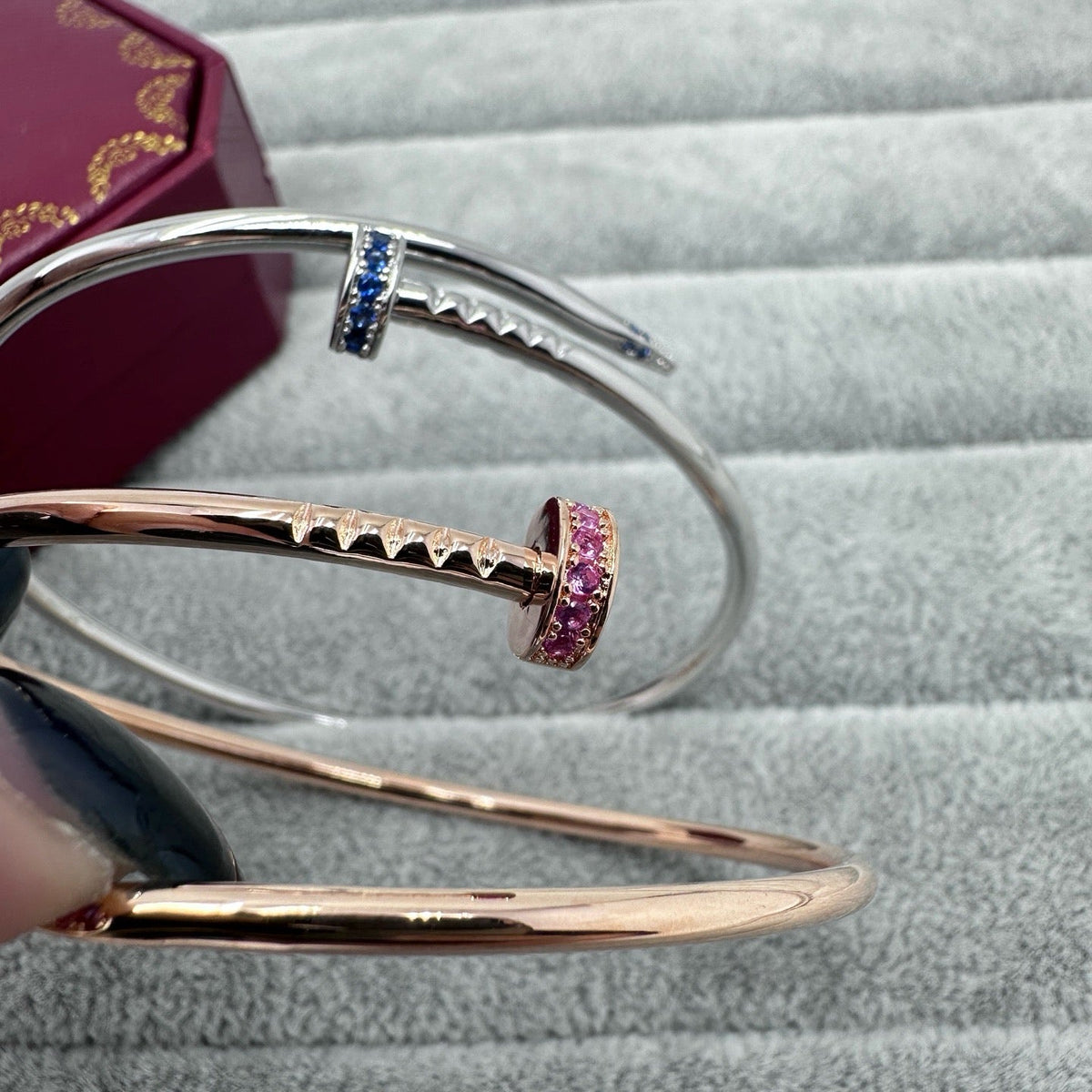 [Eterna Jewels]JUSTE BRACELET 2.5MM PINK STONES AT BOTH ENDS