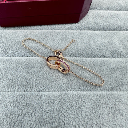 [Eterna Jewels]LOVE DOUBLE PINK STONES RING NECKLACE