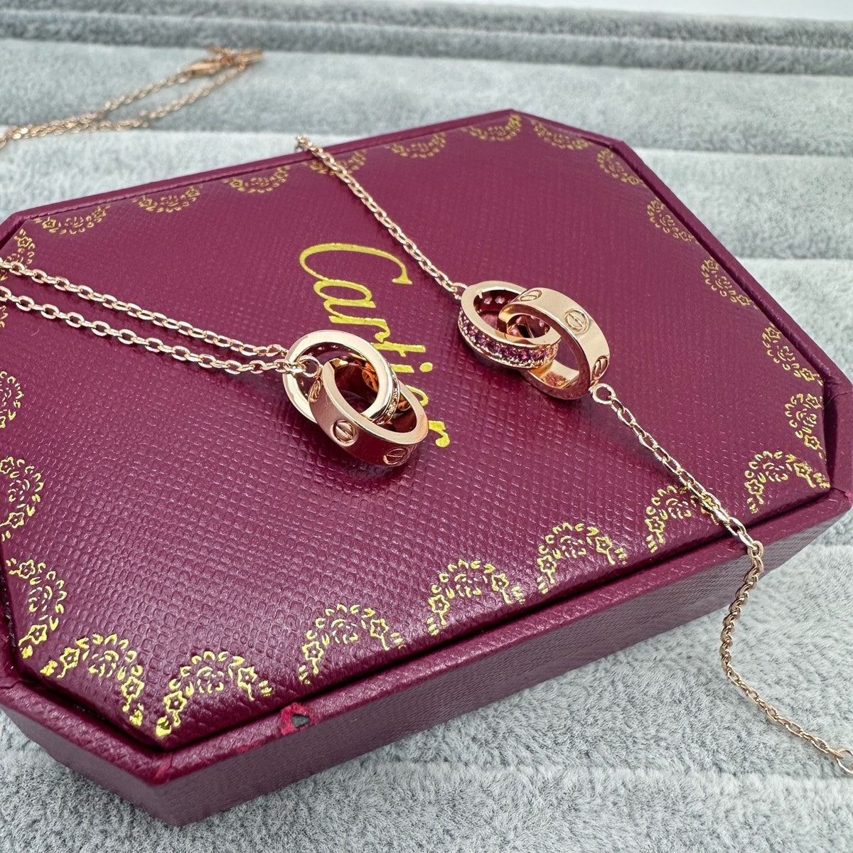 [Eterna Jewels]LOVE DOUBLE PINK STONES RING BRACELET