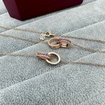 [Eterna Jewels]LOVE DOUBLE PINK STONES RING BRACELET