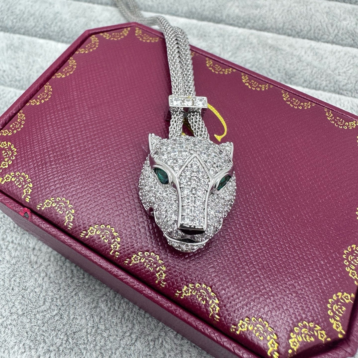 [Eterna Jewels]FULL STONE BIG LEOPARD HEAD NECKLACE