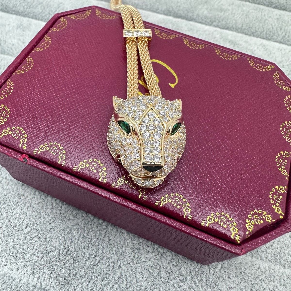 [Eterna Jewels]FULL STONE BIG LEOPARD HEAD NECKLACE