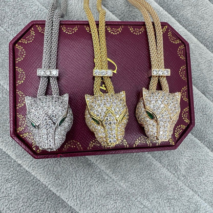[Eterna Jewels]FULL STONE BIG LEOPARD HEAD NECKLACE