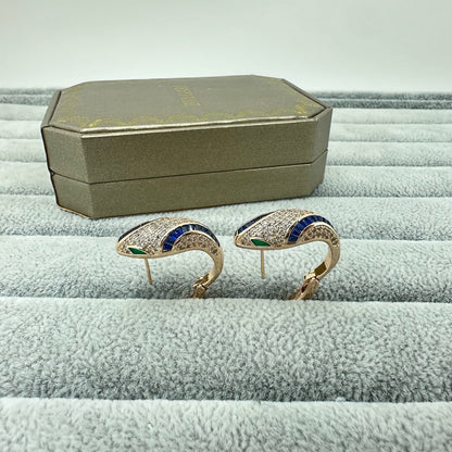 [Eterna Jewels]FULL STONE TWO-TONE SNAKE EARRING STUDS