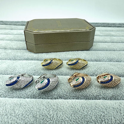 [Eterna Jewels]FULL STONE TWO-TONE SNAKE EARRING STUDS
