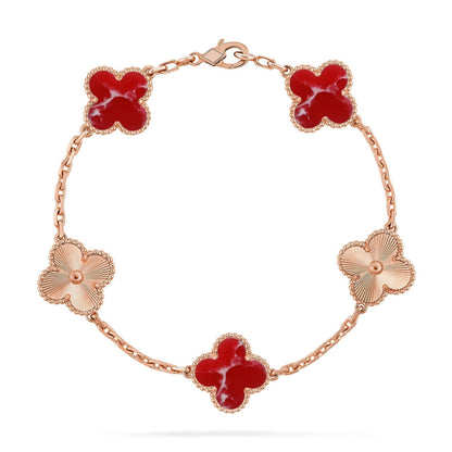 [Eterna Jewels]CLOVER 5 MOTIF RED PATTERN BRACELET COLLECTION