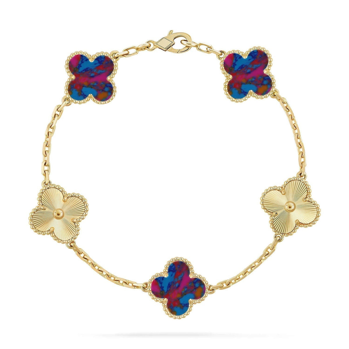 [Eterna Jewels]CLOVER 5 MOTIF COLOR GEMSTONES BRACELET COLLECTION