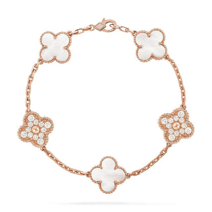 [Eterna Jewels]CLOVER WHITE PEARL MOP 5 MOTIF BRACELET COLLECTION