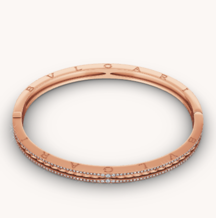 [Eterna Jewels]ZERO 1 SPIRAL AND PAVED DIAMOND PINK GOLD BRACELET