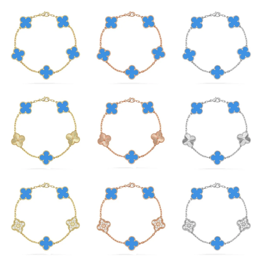 [Eterna Jewels] CLOVER 5 MOTIF BLUE AGATE BRACELET COLLECTION