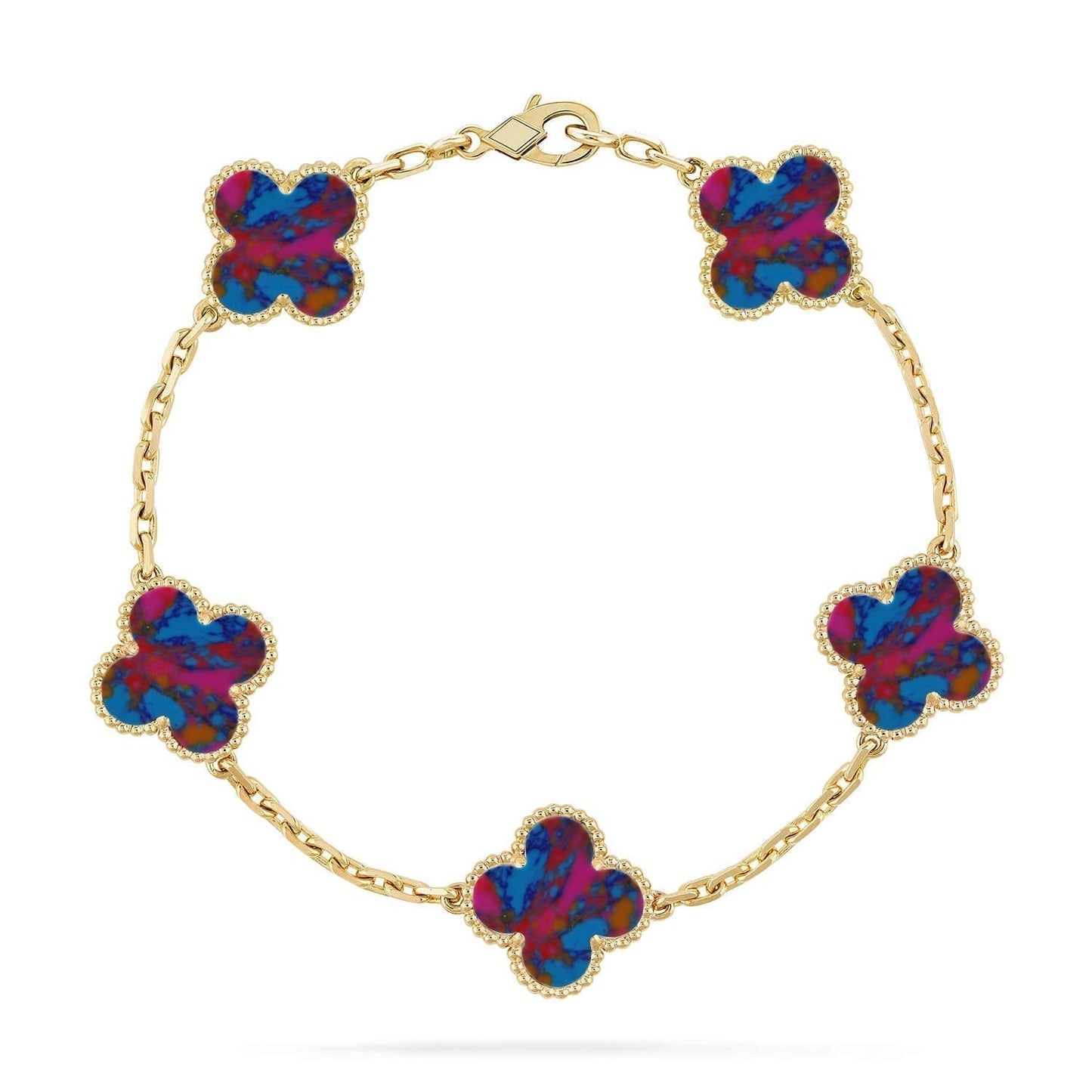 [Eterna Jewels]CLOVER 5 MOTIF COLOR GEMSTONES BRACELET COLLECTION