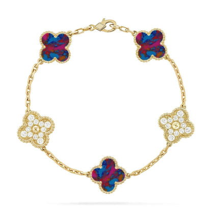 [Eterna Jewels]CLOVER 5 MOTIF COLOR GEMSTONES BRACELET COLLECTION