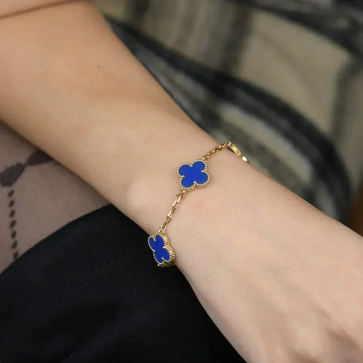 [Eterna Jewels] CLOVER 5 MOTIF BLUE AGATE BRACELET COLLECTION