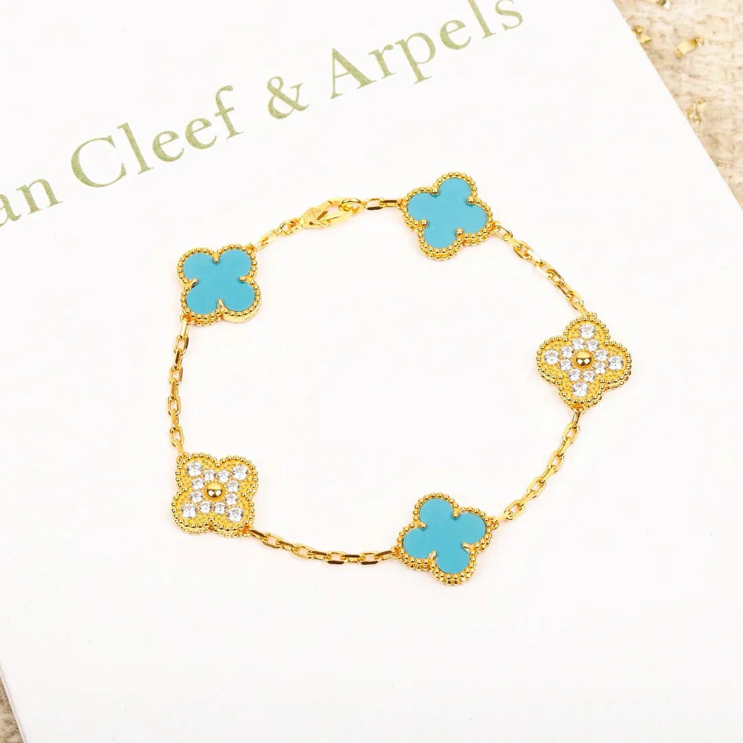 [Eterna Jewels] CLOVER 5 MOTIF TURQUOISE BRACELET COLLECTION