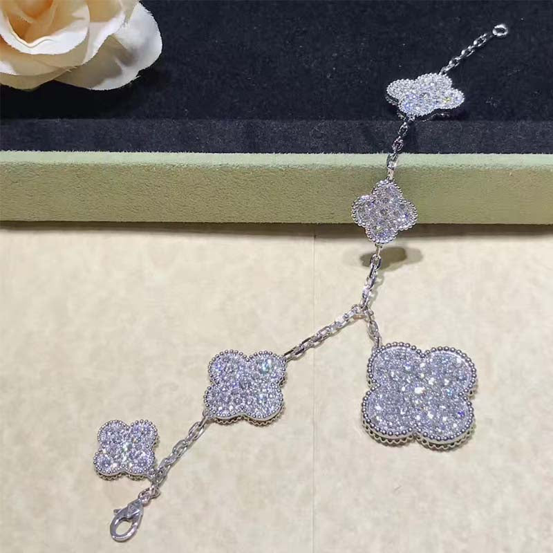 [Eterna Jewels]CLOVER 6 MOTIFS SILVER DIAMOND BRACELET