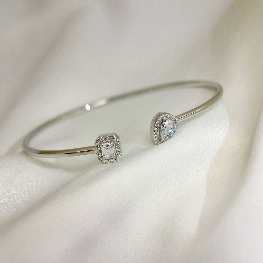[Eterna Jewels]JONC FLEX MY TWIN TOI & MOI SILVER DIAMOND BRACELET