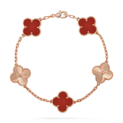 [Eterna Jewels] CLOVER 5 MOTIF RED CORNELIAN BRACELET COLLECTION