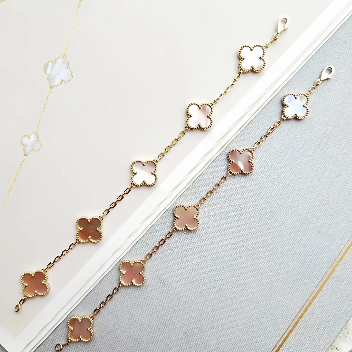 [Eterna Jewels] CLOVER 5 MOTIFS  PINK MOP BRACELET COLLECTION