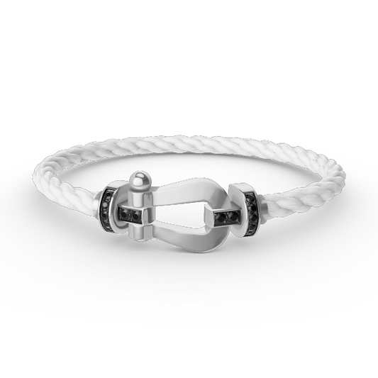 [Eterna Jewels]FORCE LARGE HORSESHOE BLACK DIAMOND BRACELET SILVER