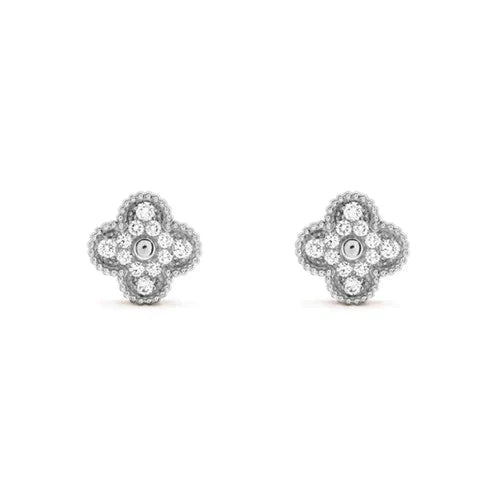 [Eterna Jewels]CLOVER 1 MOTIFS DIAMOND STUD EARRINGS SILVER