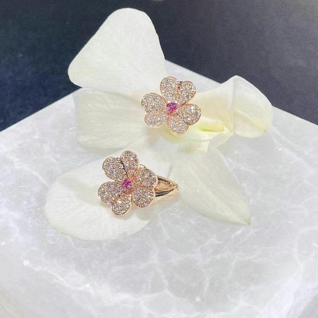 [Eterna Jewels]FRIVOLE PINK GOLD FLOWER DIAMOND EARRINGS