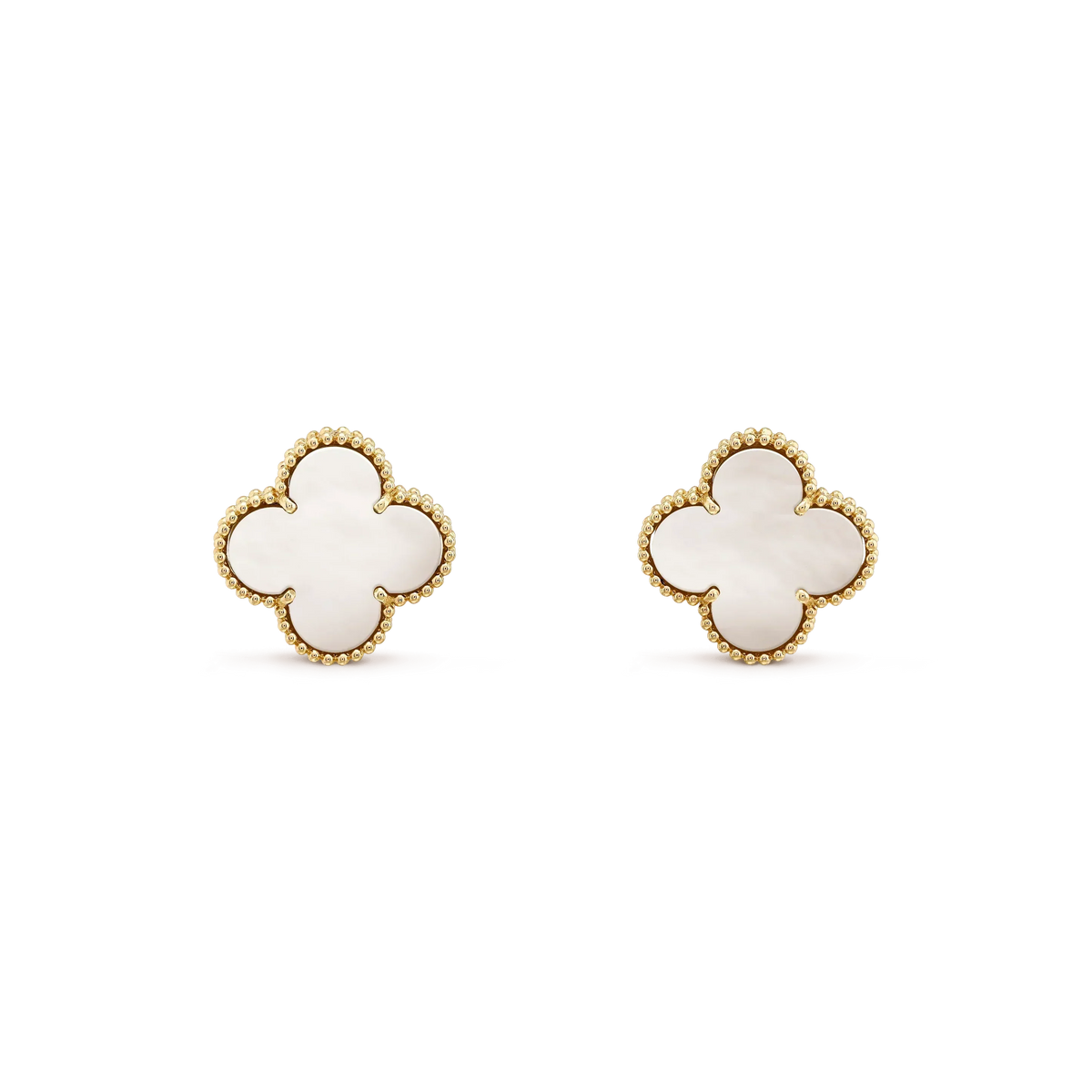 [Eterna Jewels]CLOVER MEDIUM 1 MOTIFS  WHITE MOP STUD EARRINGS