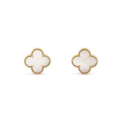 [Eterna Jewels]CLOVER MEDIUM 1 MOTIFS  WHITE MOP STUD EARRINGS