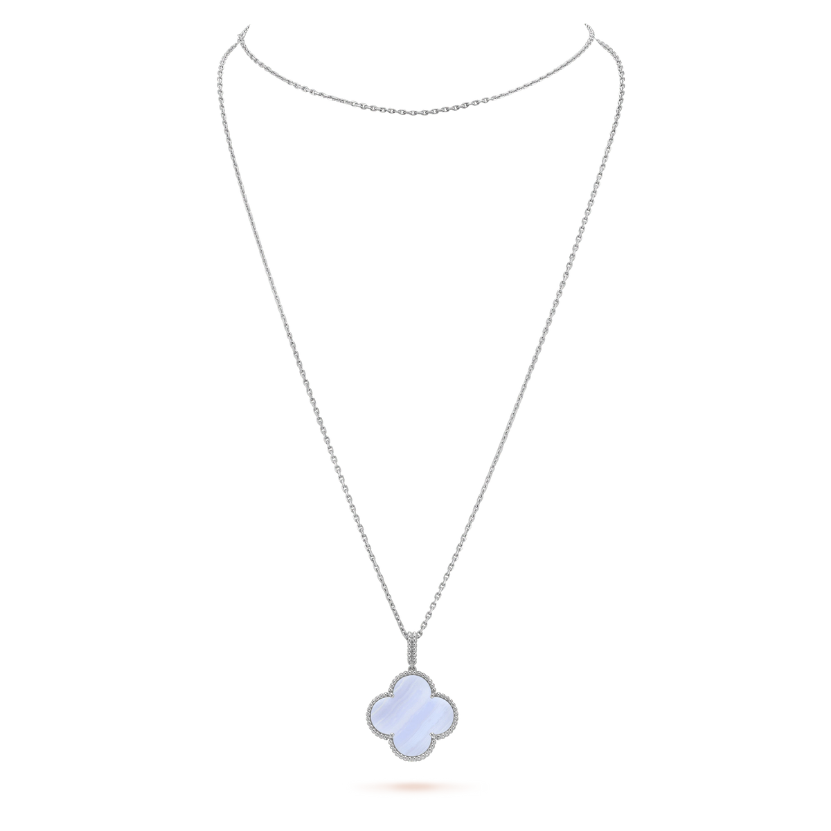 [Eterna Jewels]CLOVER SILVER CHALCEDONY BIG CLOVER NECKLACE