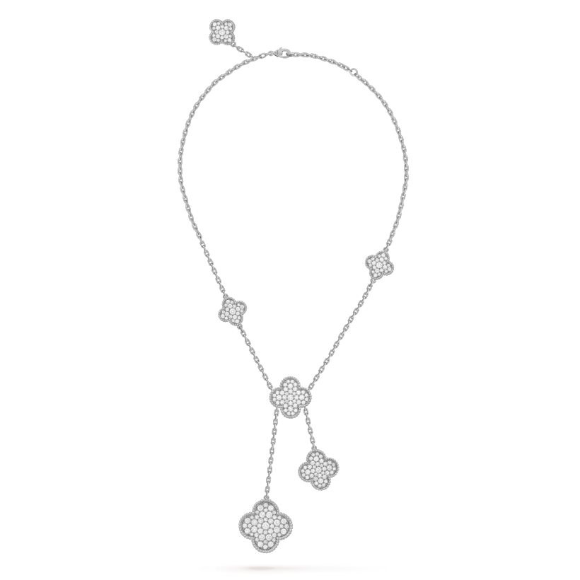 [Eterna Jewels]CLOVER 5 MOTIFS SILVER DIAMONDS NECKLACE